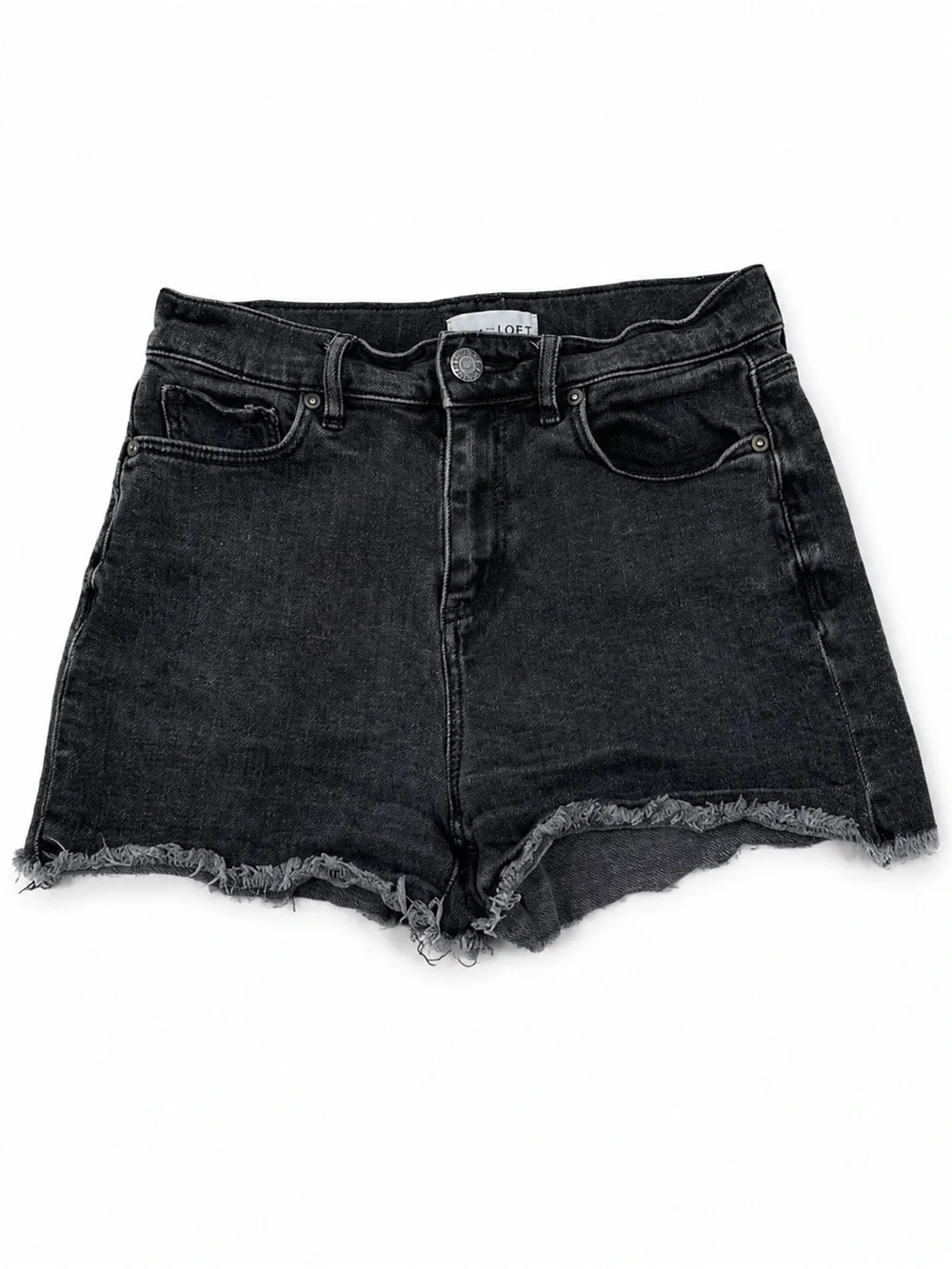 LOFT Black Frayed Hem Denim Shorts size 26/2